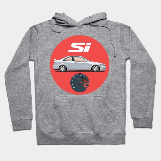 Civic Si in Silver Hoodie by J7Artwork